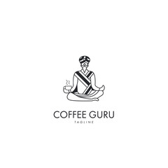 Coffee Guru Logo Design Symbol Template Flat Style Vector Illustration