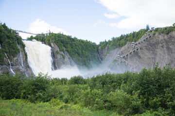 Beautiful view of Montmorency Waterfall in Canada