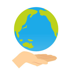 手で支える地球_エコロジーイメージ_ベクターイラスト