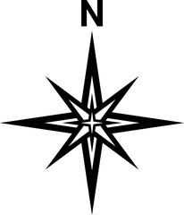 Black north symbol. North sign.