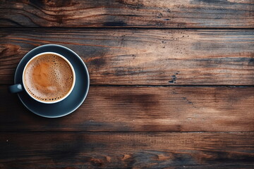 Coffee Cup on Wooden Table - AI Generated