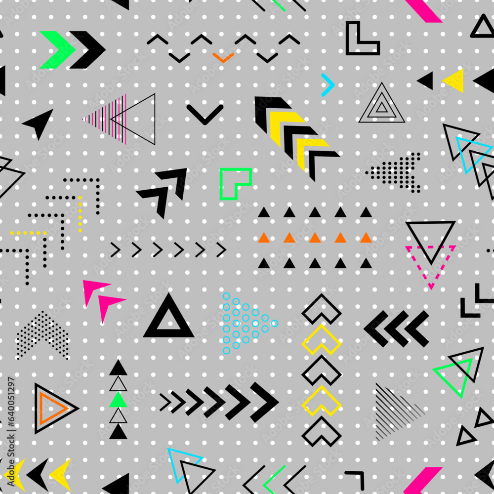 Poster geometric seamless pattern. repeating abstract geometry background. memphis shape. repeated cool sch