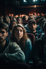 Captivated audience in a dimly lit cinema
