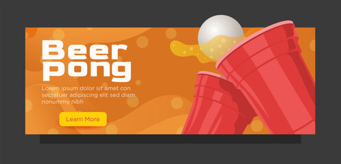 beer pong web banner modern template. promotional banner template vector