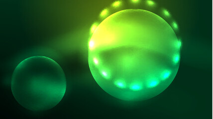Neon glowing circles, magic energy space light concept, abstract background wallpaper design