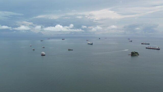 Aerial views from over Fleminco and Perico Island just outside of Panama City, Panama