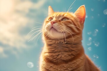 Fototapeta premium 何かを見つめる猫