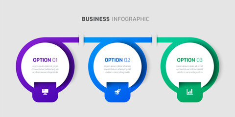 Vector Infographic Label Design Template with Circle Icons and 3 Options for Presentation