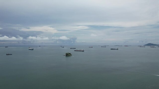 Aerial views from over Fleminco and Perico Island just outside of Panama City, Panama