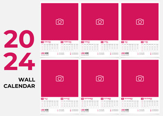 Wall Calendar Design Template 2024. 6 Page Wall Calendar Design 2024