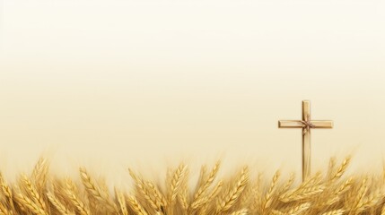 Design template of cross on a field of golden harvest