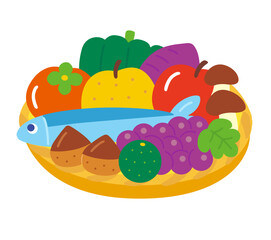 秋の味覚のイラスト