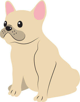 Fawn color French bulldog icon character cartoon puppy breed illustration.