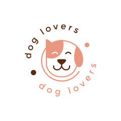 modern minimal pet logo veterinary dog cat head mascot animal friend cute logo design vector graphic illustration