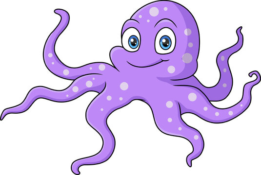 Cute octopus on white background