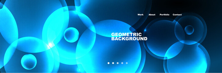 Shiny neon circles and bubbles, dark abstract background with blurred magic neon light, wallpaper design