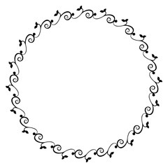 simple seamless vector circle hand draw sketch floral border
