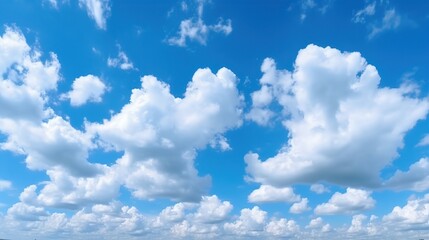 Blue sky background with white clouds. Cumulus white clouds in the blue sky