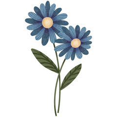 Two Blooming Blue Flowers