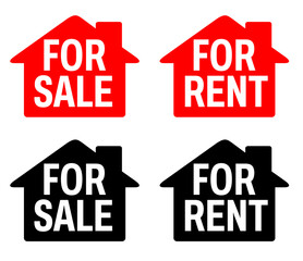 Set  advertising Property for sale and for rent sign icon label design vector illustration	