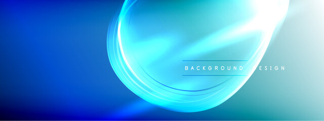 Vector abstract background - liquid transparent bubble shapes on fluid gradient with shadows and light effects