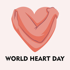 World Heart Day. heart shaped hand hug illustration concept