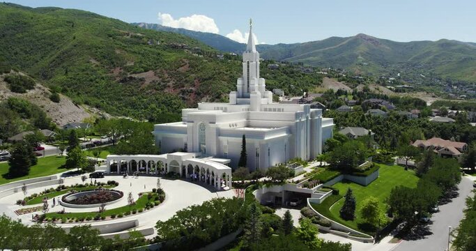 Religious Temple for LDS Mormons in Bountiful, Utah - Aerial View