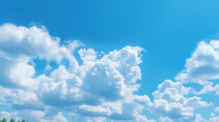 Blue sky background with white clouds. Cumulus white clouds in the blue sky