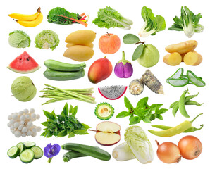 set of fruit vegetable on transparent png