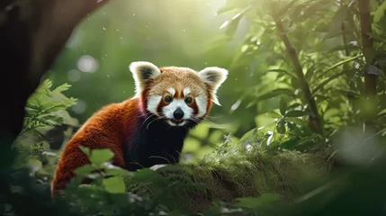 Fotobehang giant panda eating bamboo © faiz