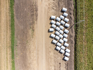 Grouping of concrete stormwater pipe at a road construction project. 