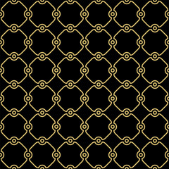 Fototapeta premium Seamless vector ornament in arabian style. Geometric abstract background. Grill with blacka and golden pattern for wallpapers and backgrounds