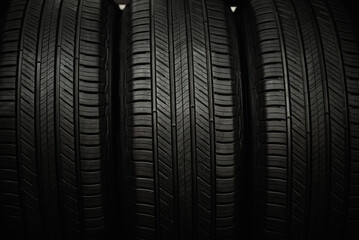 New tire is placed on the tire storage rack in the tire factory. Be prepared for vehicles that need...