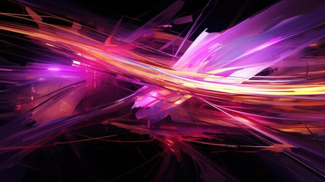 Abstract spectacle with streaks of electric magenta and contrasting shades, crisscrossing and blending in a visually stunning display. The vibrant interplay of these colors creates an exciting