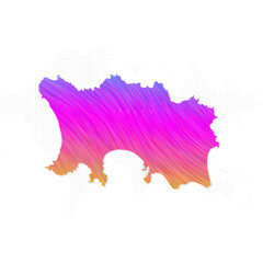 Jersey map in colorful halftone gradients. Future geometric patterns of lines abstract on white background. Vector illustration EPS10