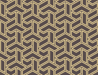 Seamless geometric background for your designs. Modern vector brown and golden ornament. Geometric abstract pattern