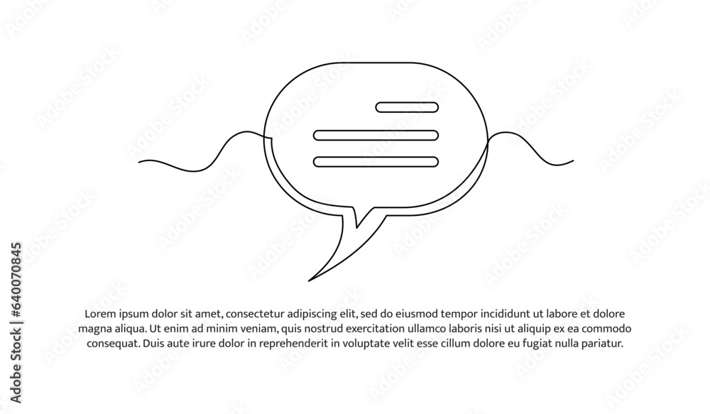 Poster speech bubble one continuous line design. decorative elements drawn on a white background.