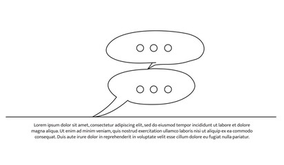 Speech bubble one continuous line design. Decorative elements drawn on a white background.