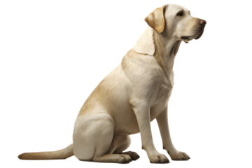 Yellow Lab, Labrador Retriever, realistic, sitting, transparent background, white background, generative AI