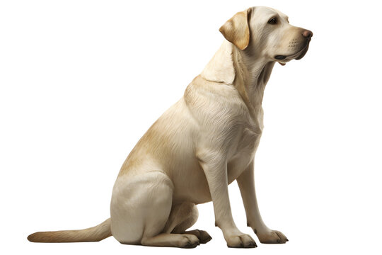 Yellow Lab, Labrador Retriever, realistic, sitting, transparent background, white background, generative AI