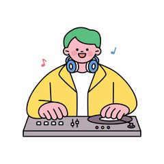 Festival. A DJ is DJing music on turntables.