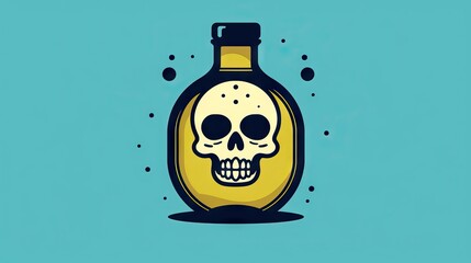 Cartoon illustration of a poison bottle, featuring a skull symbol, evoking a sense of danger and toxicity. The image could be used in educational settings or to raise awareness. Generative AI