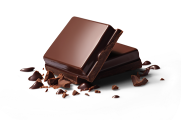 Chocolate bar pieces . hand cut
 on transparent 