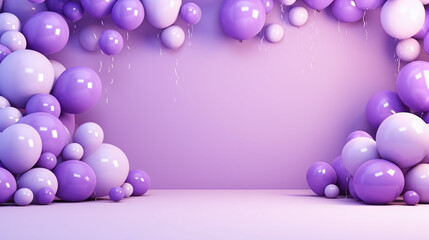 Purple baloon on pastel purple background with copy space.
