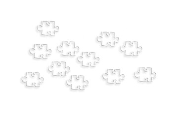 Digital png illustration of white puzzle pieces on transparent background