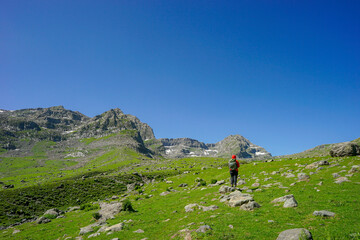 Fototapeta premium The Tarsar Marsar Lake trek is one of the prettiest treks in our country, provided you time it ... Kashmir Great Lakes is a lot tougher than the Tarsar Marsar trek, india, tourist and hikers
