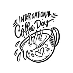 International Coffee Day black color lettering logo.