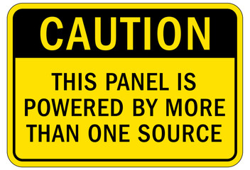 Multiple power source electrical warning sign and labels this panel is powered by more than one source