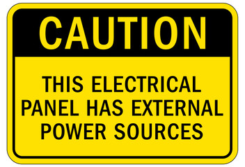 Multiple power source electrical warning sign and labels this electrical panel has external power source