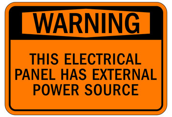 Multiple power source electrical warning sign and labels this electrical panel has external source
